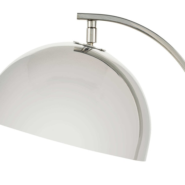metal dome of adjustable metal desk lamp in a polished nickel finish
